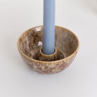 Ceramic Mottled Brown Slip Glaze Candle Holder