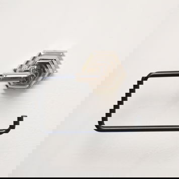 Chrome Silver and Black Toilet Roll Holder