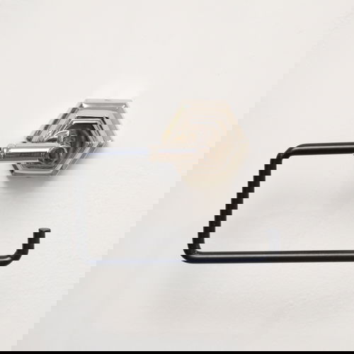 Chrome Silver and Black Toilet Roll Holder