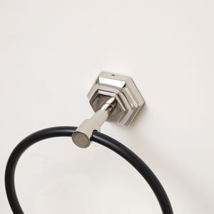 Chrome Silver and Black Towel Ring 18cm 
