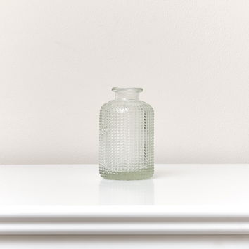 Clear Dimpled Glass Bottle Vase - 10cm