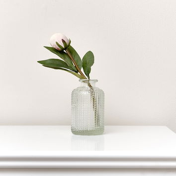 Clear Dimpled Glass Bottle Vase - 10cm