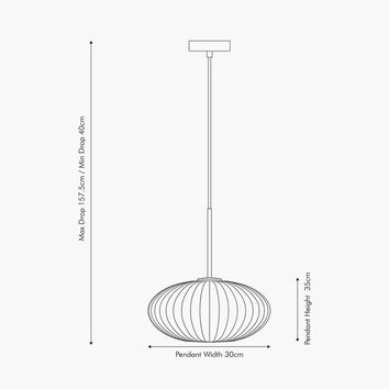 Clear Glass Ribbed Oval Pendant Light