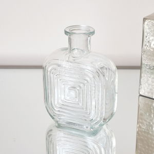 Clear Glass Small Square Shaped Vase 13.7cm
