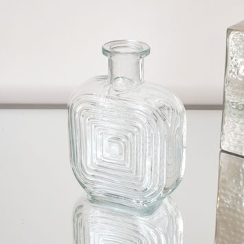 Clear Glass Small Square Shaped Vase 13.7cm