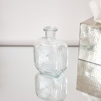 Clear Glass Small Square Shaped Vase 13.7cm