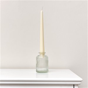 Clear Ribbed Glass Bottle Vase - 10cm