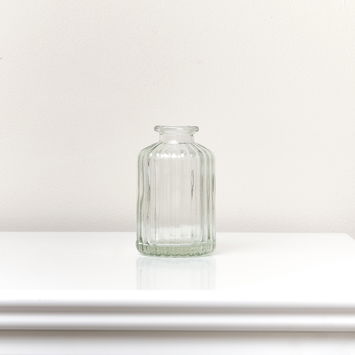 Clear Ribbed Glass Bottle Vase - 10cm