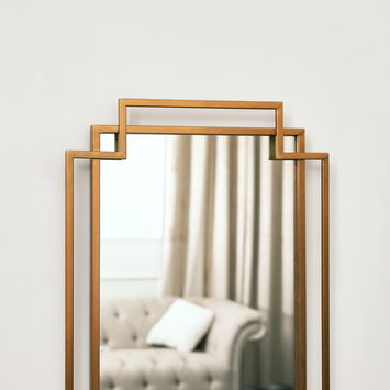 Copper Art Deco Wall Mirror 142cm x 47cm