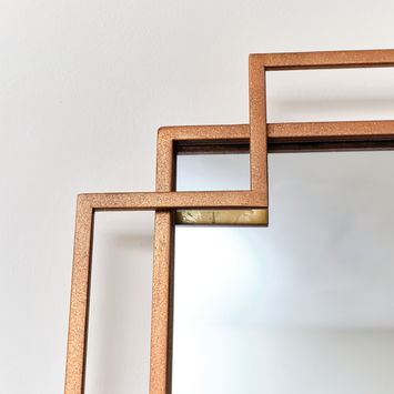 Copper Foiled Geometric Wall Mirror 94cm x 48cm