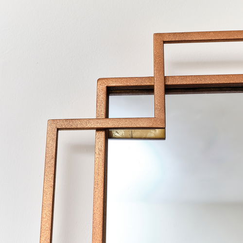 Copper Foiled Geometric Wall Mirror 94cm x 48cm