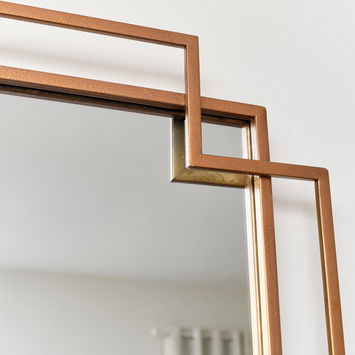Copper Foiled Geometric Wall Mirror 94cm x 48cm