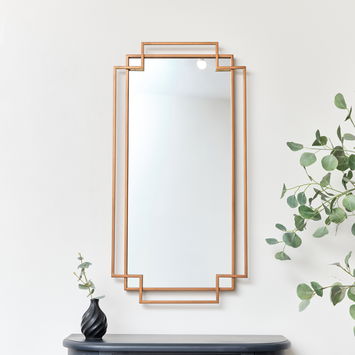 Copper Foiled Geometric Wall Mirror 94cm x 48cm