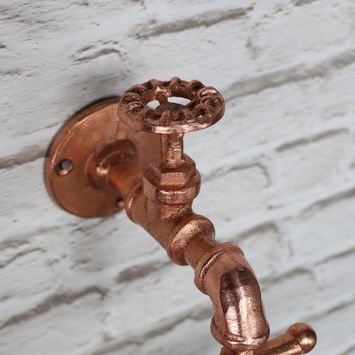 Copper Metal Tap Toilet Roll Holder 19cm x 21cm 