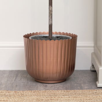 Copper Scalloped Metal Planter