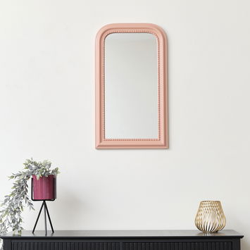 Coral Pink Arch Wall Mirror 70cm x 40cm
