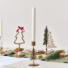 Cream Felt Standing Tree Decoration With Bells - 21.5cm