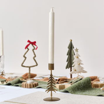 Cream Felt Standing Tree Decoration With Bells - 21.5cm