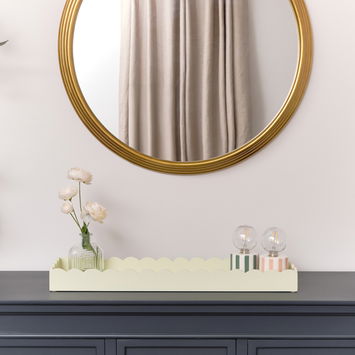 Cream Scalloped Rectangular Decorative Tray 70cm x 20cm