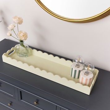 Cream Scalloped Rectangular Decorative Tray 70cm x 20cm