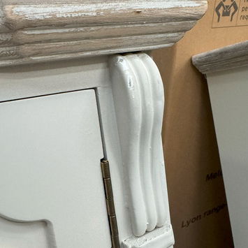 Cream Wall Mounted Cupboard with Drawers - Lyon Range
