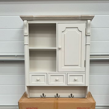 Cream Wall Mounted Cupboard with hooks - Lyon Range