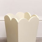 Cream Wooden Scalloped Edge Waste Paper Bin 