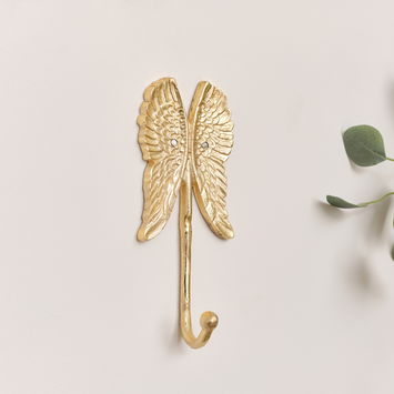 Shiny Gold Angel Wings Wall Hook