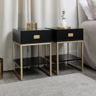 Large 3 Drawer Chest of Drawers and Pair of Bedside Tables - Elle Black Range