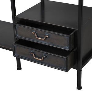 Dark Brown Iron Vanity Unit with Mirror - 185cm x 100cm