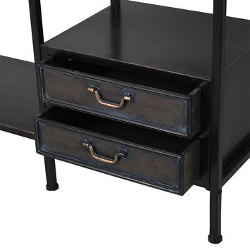 Dark Brown Iron Vanity Unit with Mirror - 185cm x 100cm