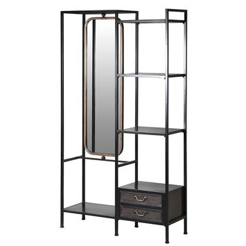 Dark Brown Iron Vanity Unit with Mirror - 185cm x 100cm