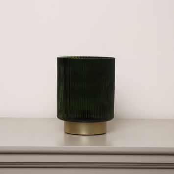 Dark Green Ribbed Glass Ambient Table Lamp