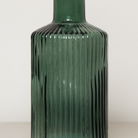 Dark Green Ribbed Glass Bottle Vase - 20cm