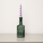 Dark Green Ribbed Glass Bottle Vase - 20cm