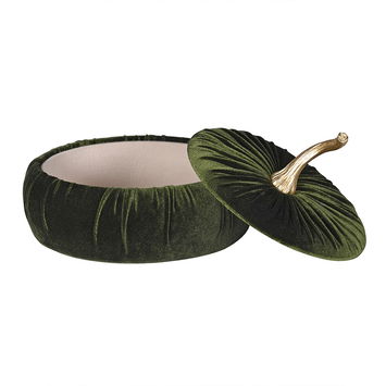Dark Green Velvet Pumpkin Storage Box