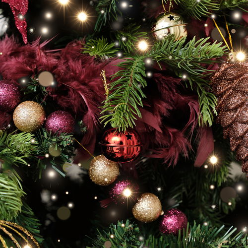 Dark Pink & Gold Glitter Bauble Ball Garland 1.8m