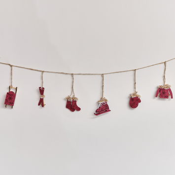 Dark Red & White Winter Garland / Table Scatters - 120cm