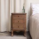 Dark Wood 3 Drawer Bedside Table - Willoughby Range