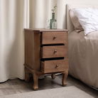 Dark Wood 3 Drawer Bedside Table - Willoughby Range