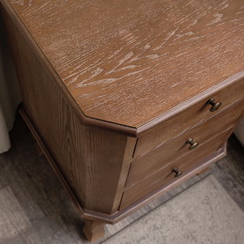 Dark Wood 3 Drawer Bedside Table - Willoughby Range