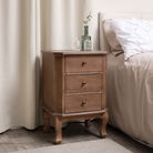 Dark Wood 3 Drawer Bedside Table - Willoughby Range