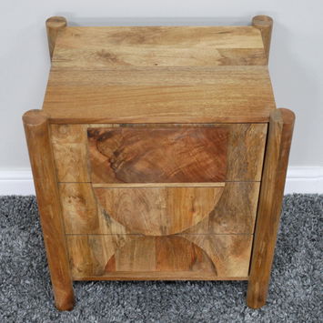 Dark Wood 3 Drawer Bedside Table