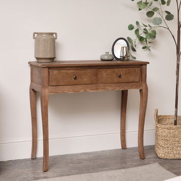 Dark Wood Dressing Table Desk with Triple Mirror, Stool and Pair of Bedside Tables - Willoughby Range