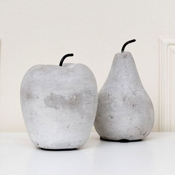 Decorative Cement Apple & Pear Ornament Set