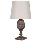 Distressed Acorn Table Lamp with Linen Shade