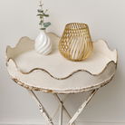 Distressed White Scalloped Tray Table