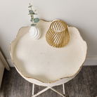 Distressed White Scalloped Tray Table