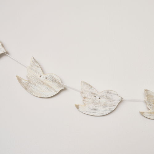 Distressed Wooden Christmas Bird Garland - 142cm