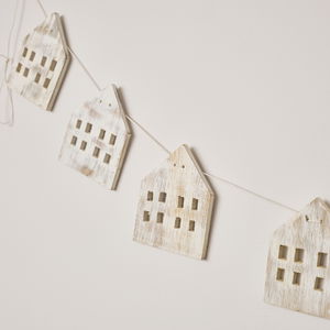 Distressed Wooden House Shaped Garland - 182cm